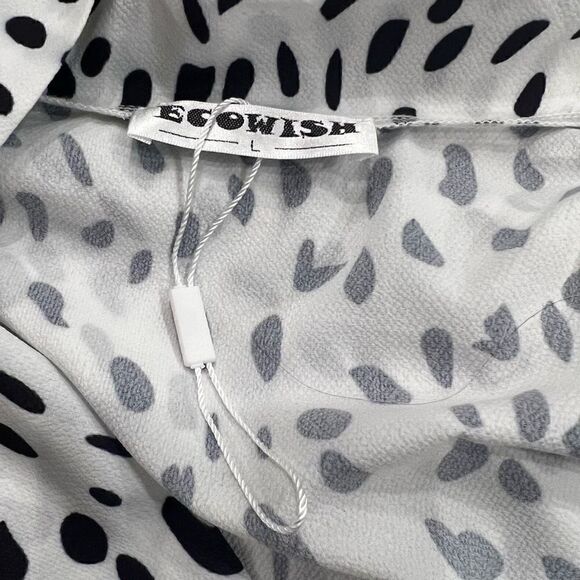 ECOWISH Womens Casual Tops V Neck Leopard Tunic Long Sleeve Button Down Shirts T - Picture 3 of 3